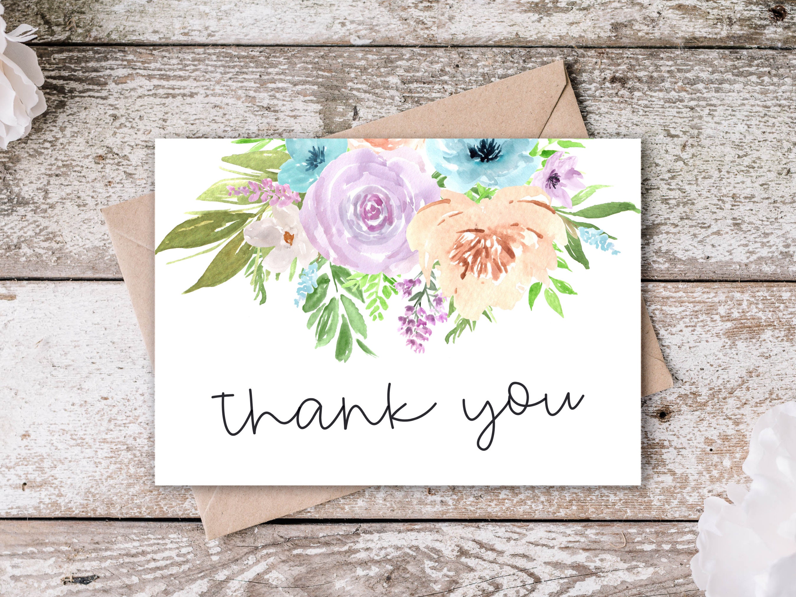 Digital Thank You Cards Printable Thank You Cards Floral Thank You ...