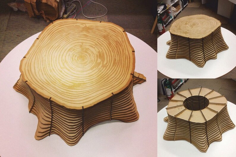 Tree Base End Table Stool CNC Digital Download Home Decor Furniture DXFAI File Type