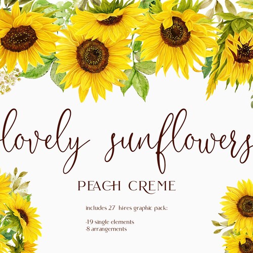 Watercolor Sunflower Farmhouse Printable Clip Art Bundle PNG ...