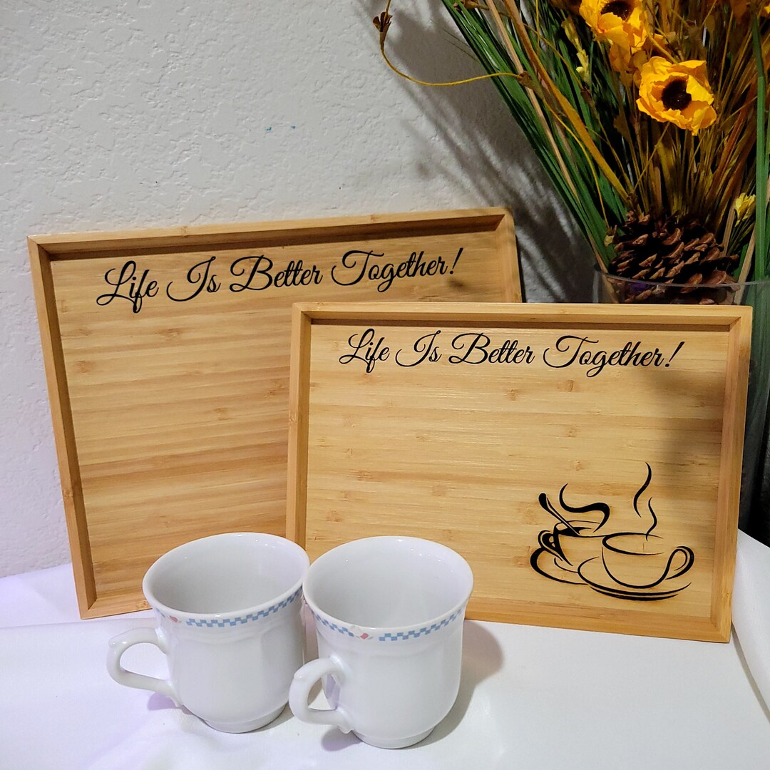 Tea, Coffee Bamboo Serving Tray, Coffee Bar Decor, Customized Tray