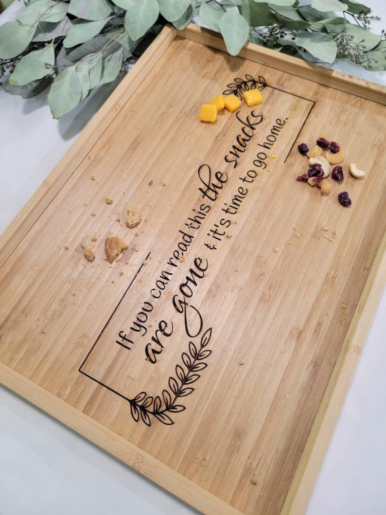 Funny bamboo serving tray, charcuterie board image 1