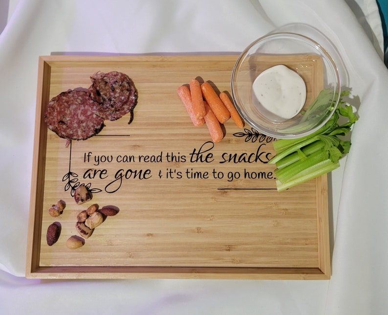 Funny bamboo serving tray, charcuterie board image 7