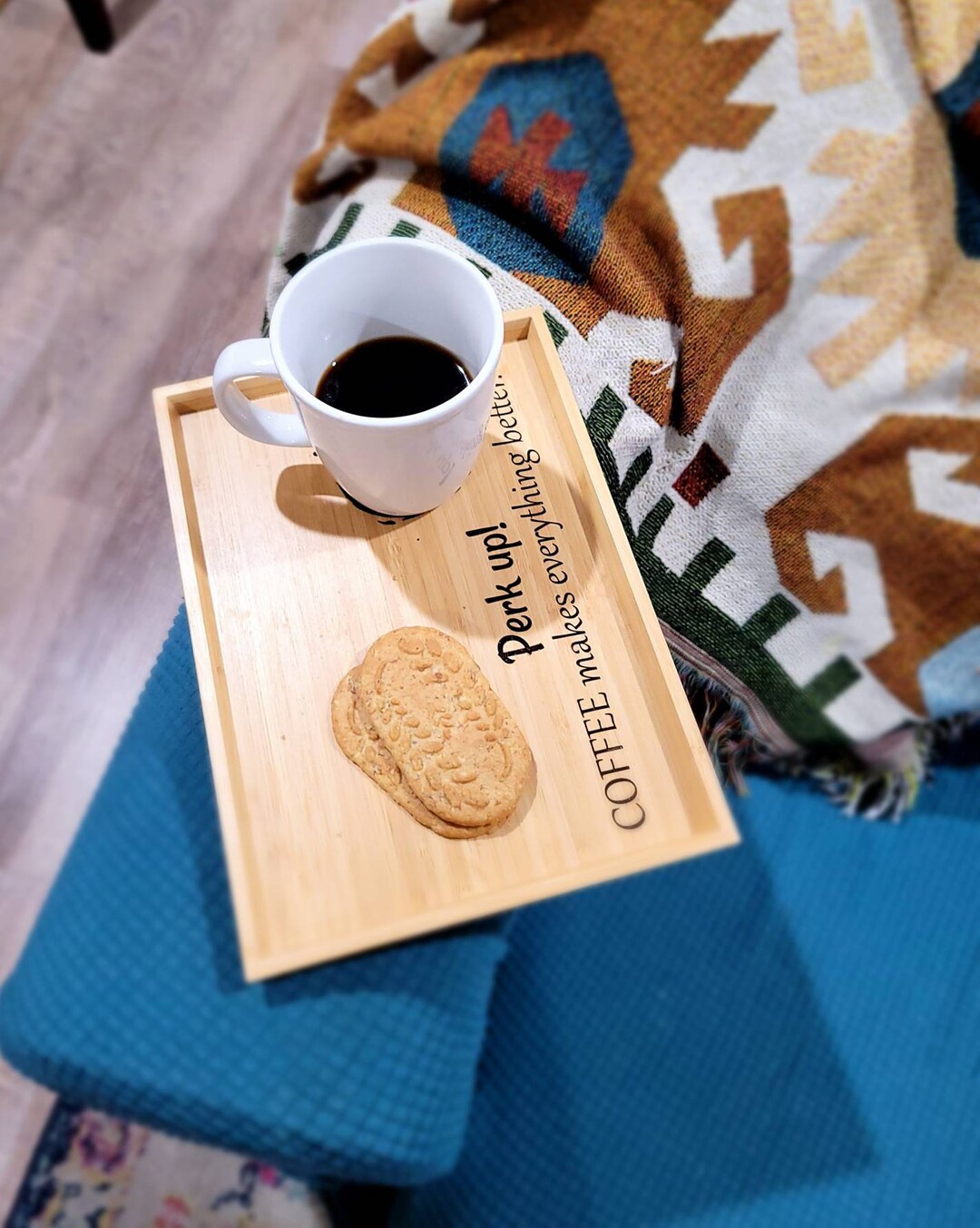 Coffee Tray Small Bamboo Coffee Bar Tray Entertainment Etsy
