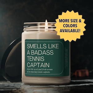 Smells Like Tennis Candle, Tennis Captain Gifts, Funny Tennis Gifts Soy Wax Candle Tennis Ball Gift for Women, Tennis Team Gifts for Men