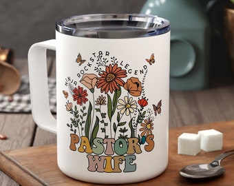 Pastor Frau Wertschätzung Geschenk Lady Prediger Reisebecher für Frauen Pastor Wildflower Personalisierte Cup Anbetung Lady Kirche Jubiläum Geschenke