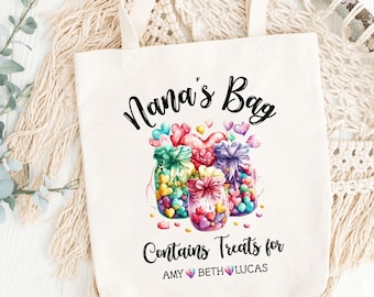 Nana Canvas Tote Bag, Custom Grandma Getaway Bag, Mothers Day Gift for Nana, Funny Nan Gift from Grandkids, Nana to Be Shopping Bag for Mom