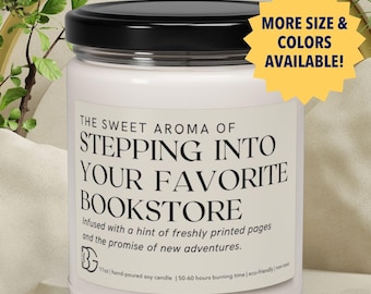 Bookstore Scent Candle, Vegan Soy Coconut Wax, Library Gift