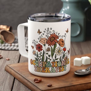 Ergotherapie maand geschenken Gepersonaliseerde ergotherapeut reismok Wildflower beker vrouwen therapeut afstuderen Autisme mok voor haar