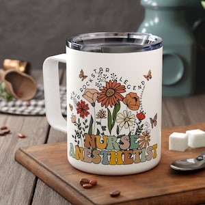 CRNA Gift Nurse Anesthetist Travel Mug Wildflowers for Women Personalized Anesthesia Student Custom Coffee Cup CRNA Graduation Gift Mug