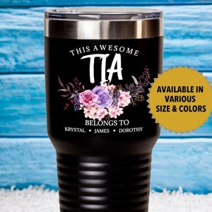 Bestes Tia Tumbler Geschenk l Kundenspezifische Nichte-Namen l Für Tante, Tante Geburtstag, Muttertag, Weihnachten l Laser geprägter Edelstahlbecher