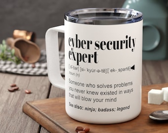 Geschenke für Cyber-Sicherheitsexperten Profis l Für Geburtstag, Abschlussfeier, Dankeschön l Personalisierte benutzerdefinierte Name Kaffeetasse