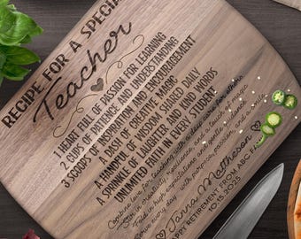 Unique Teacher Retirement Personalized Walnut Cutting Board, End of School Gift, Educator Retired Principal, Difference Maker Appreciation