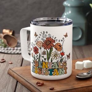 Dental Assistant Gift Personalized Travel Mug Wildflowers for Women Dental Coffee Cup Dental Student Mug Assistant Appreciation Gift for Her