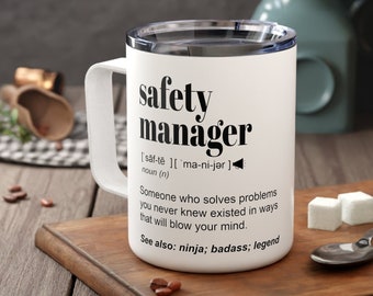 Safety Manager Travel Mug for Men Women Safety Officer Insulated Cup Safety Coordinator Gifts Safety Committee Coffee Mug Health Safety Man
