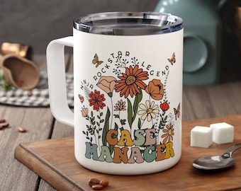 Case Manager Gift Nurse Case Manager Insulated Travel Mug Wildflowers for Women Social Worker Cup RN Case Manager Gifts Case Management Week