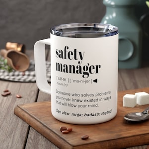 Safety Manager Travel Mug for Men Women Safety Officer Insulated Cup Safety Coordinator Gifts Safety Committee Coffee Mug Health Safety Man