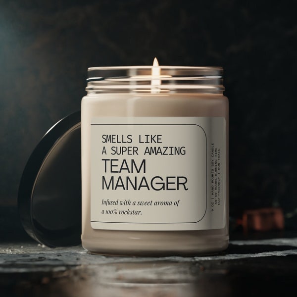 Smells Like Team Manager Funny Candle Team Leader Soy Wax Candle Office Manager Employee Appreciation Unique Gift Men Women Sports Manager