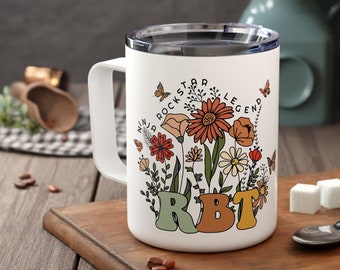 RBT Gift Insulated Travel Mug Wildflowers for Women Behavior Technician Cup Registered Behavior Analyst Gifts for Her ABA Therapist Gift