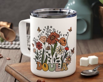 Doula Thank You Gift Personalized Home Birth Gifts for Women Wildflower Mug for Postpartum Pregnancy Cup for Her Labor and Delivery Gifts