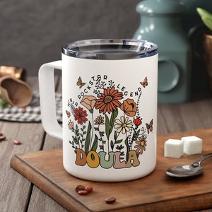 Doula Thank You Gift Personalized Home Birth Gifts for Women Wildflower Mug for Postpartum Pregnancy Cup for Her Labor and Delivery Gifts