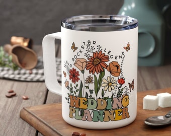 Prezent dla planisty ślubnego Kubek podróżny Kwiaty polne dla kobiet Spersonalizowany kubek dla koordynatora ślubnego od Bride Thank you Gift Wedding Helpers