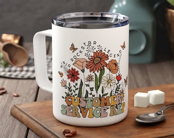 Personalized Customer Service Travel Mug: Wildflower Insulated Cup
