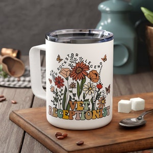 Vet Receptionist Week Gifts Wildflowers for Women Veterinary Receptionist Travel Mug Personalized Vet Assistant Insulated Cup Emergency Vet
