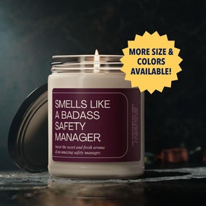 Smells Like Safety Manager Candle, Safety Officer Gifts, Safety Coordinator Candle for Men, Gift for Boss, Retirement Gift, Safety and Risk