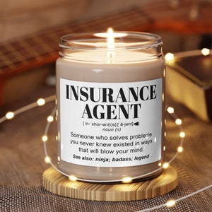 INSURANCE AGENT Gifts l Funny Candle Gift For Women and Men l Appreciation, Birthday, Christmas Gift l Hand Poured, Soy Scented Candle 9oz