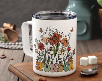 Confirmation Sponsor Gift Travel Mug Wildflowers for Women Personalized AA Sponsor Cup Custom Sponsor Proposal Thank you Gift Sobriety Mug