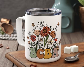 Cadeau gedragsanalist, therapeut geïsoleerde reismok, wilde bloemen voor vrouwen, beker gedragsanalyse cadeau voor haar, gedragstechnicus