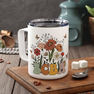 Behavior Analyst Gift BCBA Insulated Travel Mug Wildflowers for Women Behavior Analysis Cup ABA Therapist Gifts for Her Behavior Technician