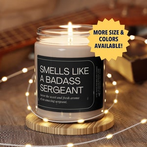 Funny Sergeant Gifts, Police Sergeant Promotion Gift for Men, Army Promotion Gifts for Him, Army Sgt Soy Scented Candle for Women, NYPD Sgt