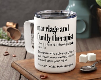 Therapist Gifts Marriage and Family Therapist Travel Mug Personalized LMFT Insulated Cup Men Women Therapist Gift Mental Health Custom Mug