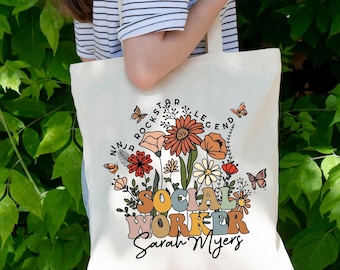 MSW Graduation Gift  School Social Worker Custom Tote Bag, Therapist Gifts, Social Worker Student Reusable Eco Bag, Gift for Social Worker