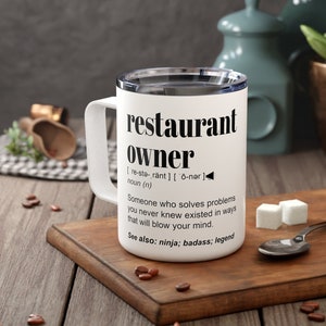 New Restaurant Owner Gifts Travel Mug for Men Women New Business Owner Personalized Insulated Cup Bar Owner Funny Café Owner Grand Opening