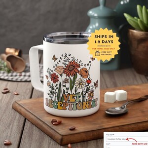 Vet Receptionist Week Gifts Wildflowers for Women Veterinary Receptionist Travel Mug Personalized Vet Assistant Insulated Cup Emergency Vet