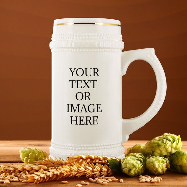 Custom BEER STEIN Mug For Men and Women, For Birthday, Company, Appreciation Gift, Add Image, Logo, Name, Message, Monogram Initial Design