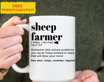 Funny Sheep Farmer Gift Mug l For Women and Men l Appreciation, Birthday, Christmas Gift l Personalized Custom Name Coffee Cup