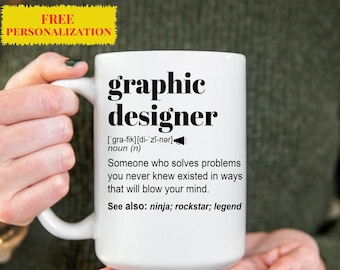 Graphic Designer Gift Idea for Women and Men l For Birthday, Appreciation, Thank You Gift l Personalized Custom Name Coffee Mug