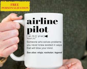 Personalized Airline Pilot Definition Coffee Mug, Funny Gift