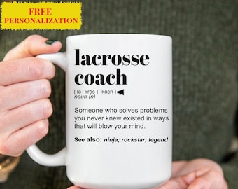 Lacrosse Coach-definitiemok, grappig gepersonaliseerd cadeau