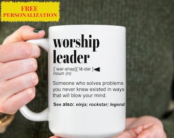 Taza de regalo de líder de adoración para mujeres y hombres, para cumpleaños, reconocimiento, regalo de agradecimiento, una taza de café con nombre personalizado