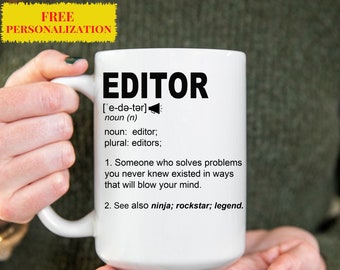 Editor Gift, Writer Gift, Film, Video, Newspaper, Magazine Editor, Journalist, Birthday Gift Idea For Him, Her, Personalized Ceramic Mug