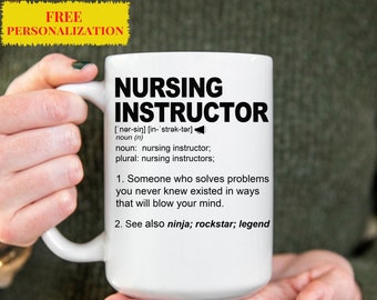 Taza divertida para instructores de enfermería, taza de café personalizada
