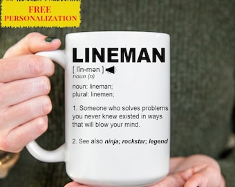 Best Power Lineman Gift Mug For Women and Men, For Christmas, Birthday, Appreciation, Thank You Gift, A Personalized Custom Name Coffee Mug