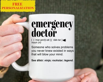 Funny EMERGENCY DOCTOR Gift Mug for Men and Women l For Birthday, Appreciation, Thank You Gift, A Personalized Custom Name Coffee Mug