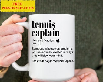 Best Tennis Captain, Coach Gift Mug For Women and Men, For Birthday, Appreciation, Thank You Gift, A Personalized Custom Name Coffee Mug