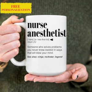 Funny Nurse Anesthetist Gift Mug l For Women and Men l Appreciation, Birthday, Christmas Gift l Personalized Custom Name Coffee Cup
