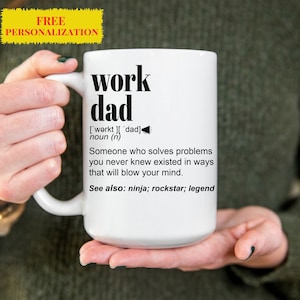 Taza divertida para papá del trabajo, regalo para el Día del Padre, Navidad, cumpleaños, agradecimiento o jubilación. Taza de café personalizada con nombre.